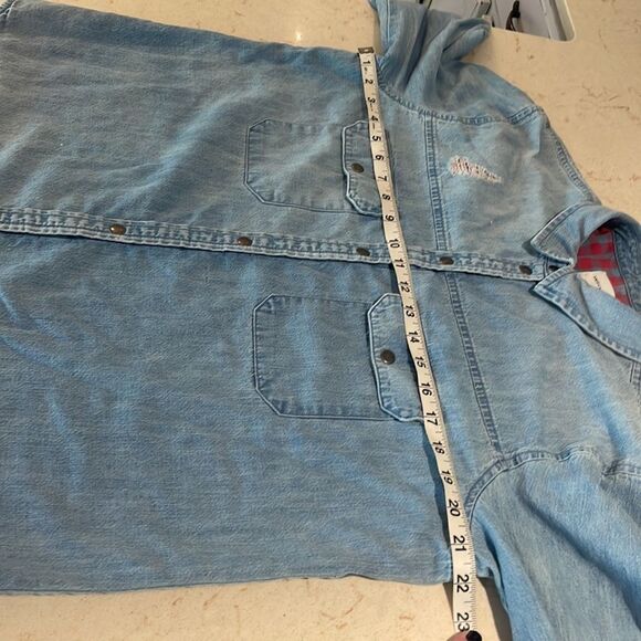 American Eagle flannel lined snap button denim top oversized fit SZ medium - Picture 8 of 10